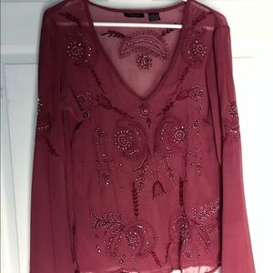 Sheer Hand Embroidered Chiffon Silk Festival Top